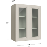 Gabinetes de pared de dos puertas de marco abierto para vidrio, 30" de alto
