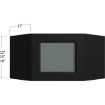 Gabinete de pared esquinero diagonal apilable (stacker) con puerta de vidrio