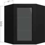 Gabinete de pared esquinero diagonal con puerta de vidrio
