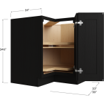 Gabinete base esquinero con carrusel (lazy susan) y charolas