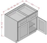 Double Door Double Drawer Base