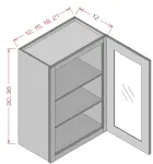 36" Height Single Glass Door Wall Cabinet
