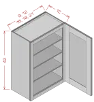 42" Height Single Door Wall Cabinet