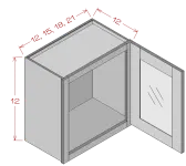 12" Height Single Glass Door Wall Cabinet