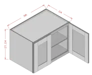 36" Wide Glass Door Wall Cabinet