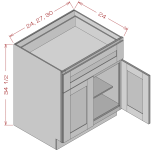 Double Door Single Drawer Base