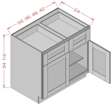 Double Door Double Drawer Base