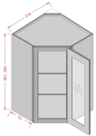 Wall Diagonal Glass Door Cabinet