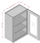 30" Height Single Glass Door Wall Cabinet