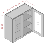 30" Height Double Glass Door Wall Cabinet