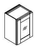 18" High One Glass Door Wall Cabinet