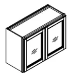 Two Glass Door Wall Cabinet- Finished Interior