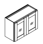 18" High Two Glass Door Wall Cabinet