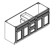 Vanity Combo Base Cabinet - Two Sink & Drawer