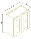24"H Double GlassDoors Wall Cabinet
