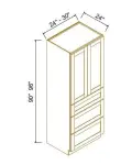 24"D Wall Pantry With Three Drawers