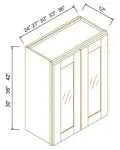 30"H Double GlassDoors Wall Cabinets
