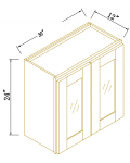 24"H Double GlassDoors Wall Cabinet