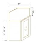 24"W GlassDoor Wall Diagonal Corner Cabinets