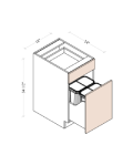 Base Waste Basket Cabinet-2Bins