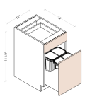 Base Waste Basket Cabinet-2Bins