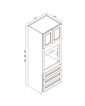 Gabinetes para horno con 3 cajones, 24"D