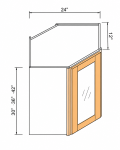Gabinetes de pared esquineros diagonales con puerta de vidrio, 24"W