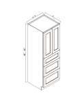Despensa de pared con tres cajones, 24"D
