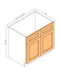 Bases para fregadero - 2 puertas, 2 cajones falsos