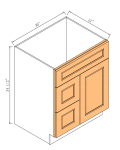 Bases de mueble de baño para lavabo con 2 cajones a la izquierda y 1 puerta