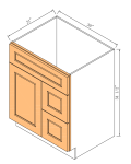 Bases de mueble de baño para lavabo con 2 cajones a la derecha y 1 puerta