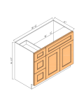 Bases de mueble de baño para lavabo con tres cajones a la izquierda y puertas
