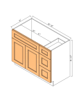 Bases de mueble de baño para lavabo con tres cajones a la derecha y puertas