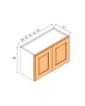 Gabinetes de pared de dos puertas, 18"H
