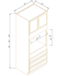 Gabinetes para horno con 3 cajones, 24"D