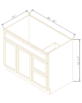 Bases de mueble de baño para lavabo con 2 cajones a la derecha