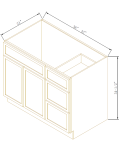 Bases de mueble de baño para lavabo con tres cajones a la derecha