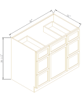 Mueble de baño combinado de un lavabo - con 6 cajones