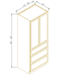 Despensa de pared con tres cajones, 24"D