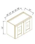 12"H Double GlassDoors Wall Cabinets