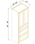 27"D Wall Pantry With Three Drawers