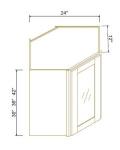 24"W GlassDoor Wall Diagonal Corner Cabinets