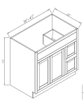 Bases de mueble de baño para lavabo con 2 cajones a la derecha
