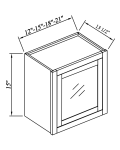 Gabinetes de pared de una puerta de vidrio, 15"H