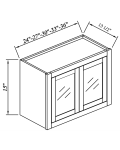 Gabinetes de pared de dos puertas de vidrio, 15"H