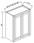Gabinetes de pared de dos puertas, 30" H