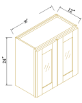 24"H Double GlassDoors Wall Cabinet
