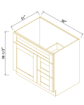 Vanity Sink Bases with 2 Drawers Right