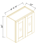 24"H Double GlassDoors Wall Cabinet