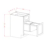 Single Door Single Drawer Base Kit with Double Trashcan Pullout